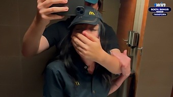 Uninhibited Bathroom Encounter Leads To Passionate Encounter With A Mcdonald'S Employee Due To Spilled Beverage - Eva Soda